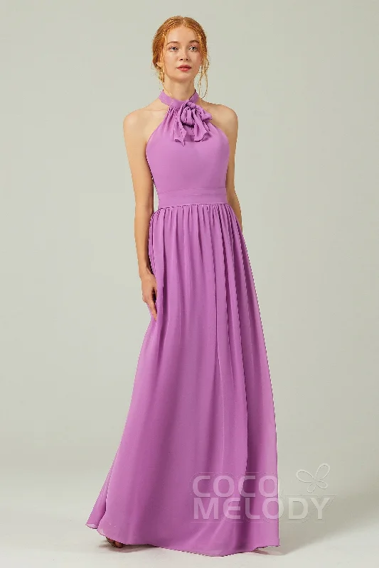 High-Low Dress A-Line Floor Length Chiffon Bridesmaid Dress CB0295
