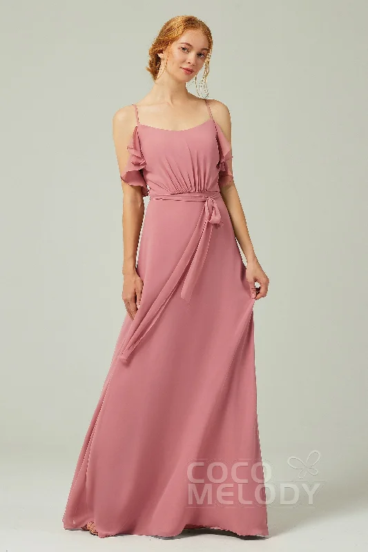 Classic Gown A-Line Floor Length Chiffon Bridesmaid Dress CB0299