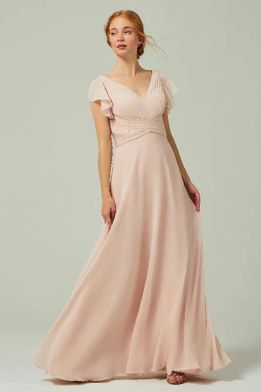 Perfect Prom Dress A-Line Floor Length Chiffon Bridesmaid Dress CB0302