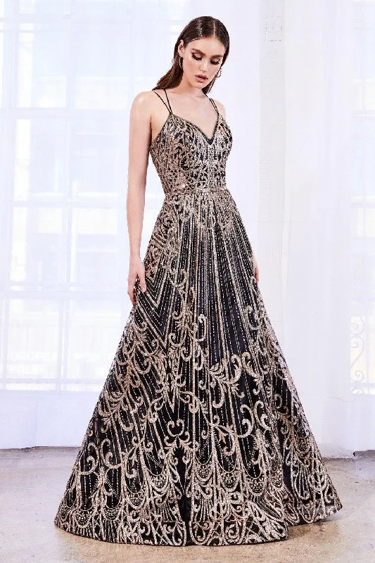 Empire Waist Dress Cinderella Divine J9790 Long Prom Glitter Evening Gown