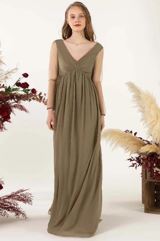 Satin Mermaid Dress A-Line Sweep-Brush Train Chiffon Bridesmaid Dress CB0461