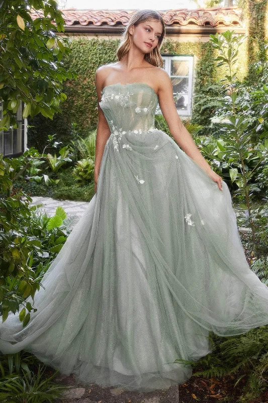 Metallic Formal Dress Andrea and Leo A1015 - Straight Across Draped Evening Gown