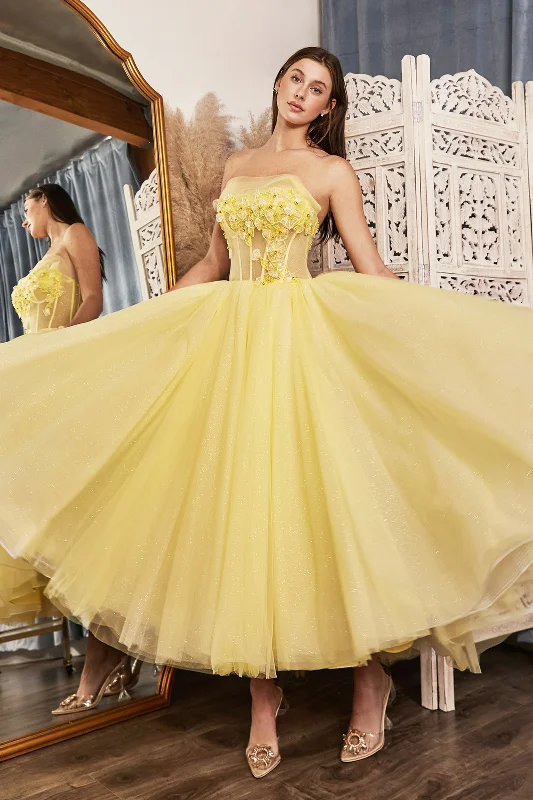 Party Dress ANDREA & LEO A1055 Strapless Straight Bodice Tulle A LIne Dress