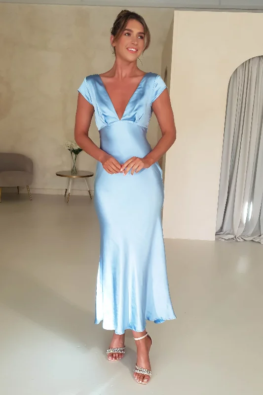 Sequin Gown Arletta Soft Satin Maxi Dress | Blue
