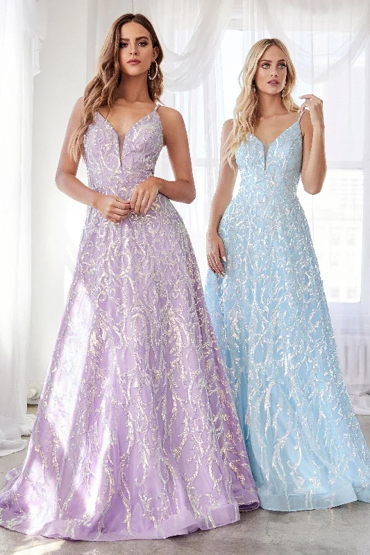 Maxi Formal Dress Cinderella Divine CB055 Prom Long Formal Spaghetti Strap Ball Gown