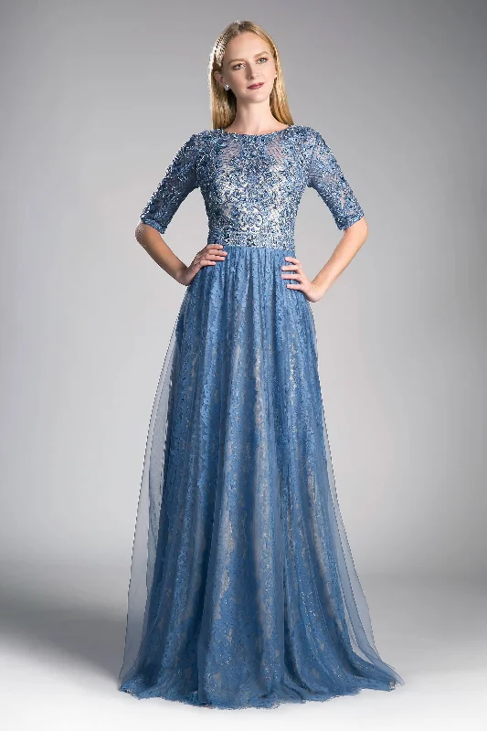 Timeless Satin Dress Cinderella Divine CR813 Long Sleeve Mother of the Bride Dress Formal