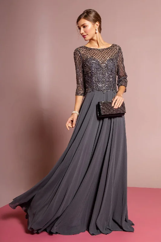 Glamorous Formal Dress Beads Embellished Bodice Chiffon Long Dress Sale