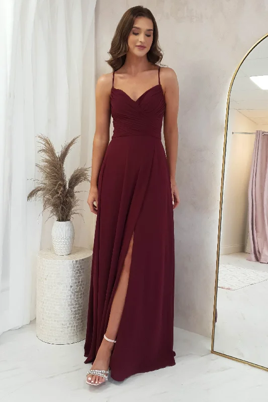 Cocktail Dress Bethy Soft Chiffon Maxi | Burgundy