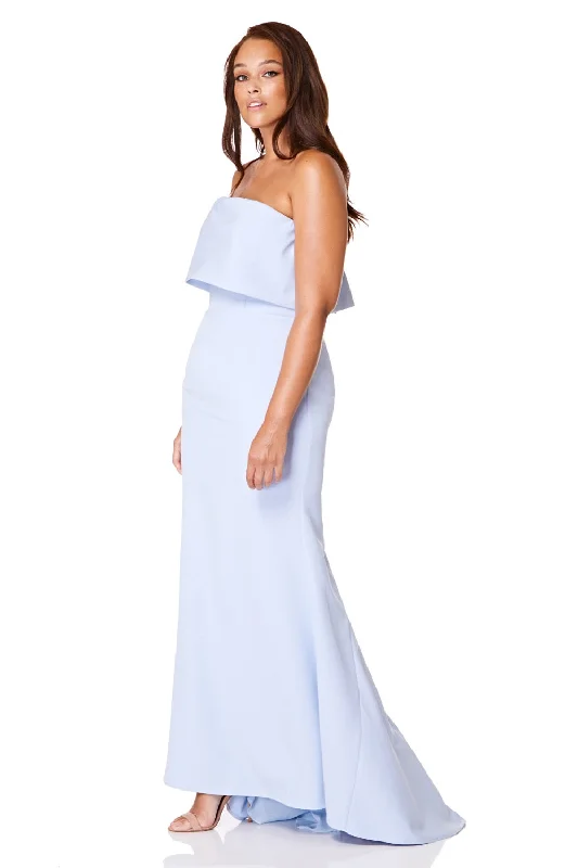 Satin Gown Blaze Strapless Maxi Dress With Overlay
