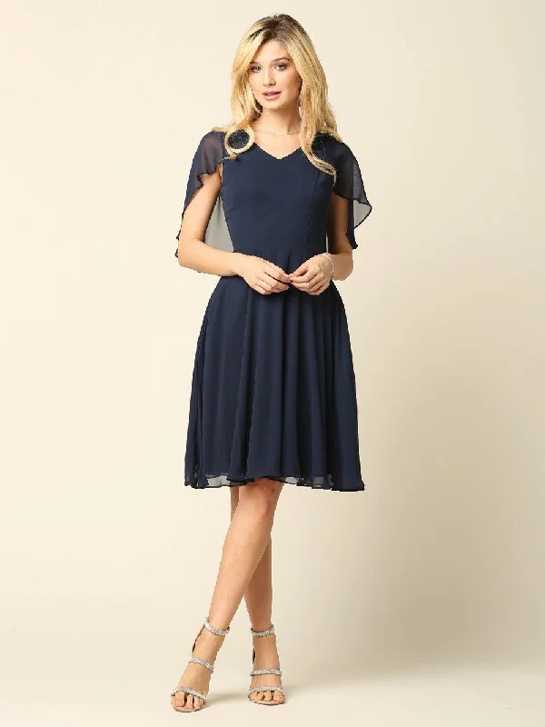 Satin Gown Bridesmaids Short Cocktail Chiffon Dress