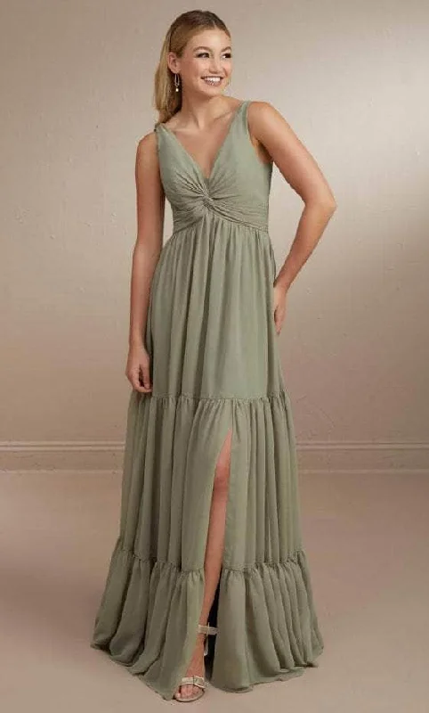 Metallic Formal Dress Christina Wu Celebration 22161 - V-Neck Twisted Knot Bridesmaid Dress