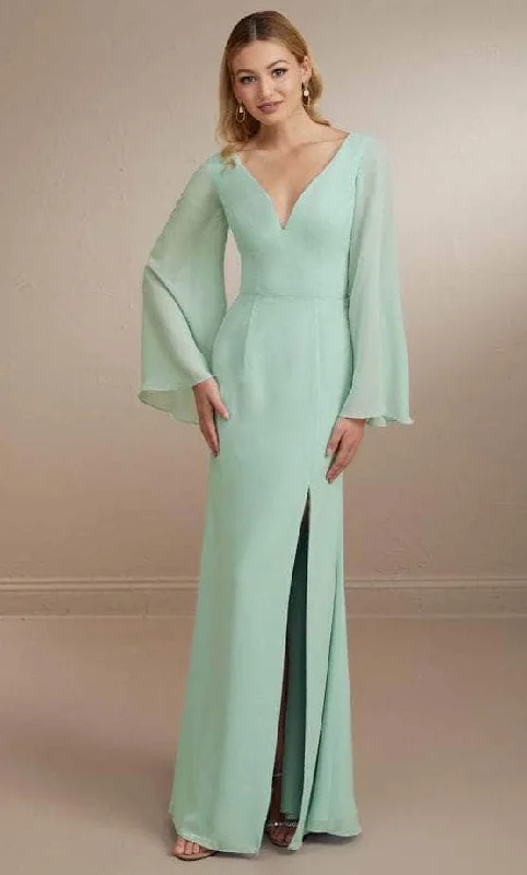 Sheer Panel Dress Christina Wu Celebration 22164 - Flowy Bell Sleeve Evening Gown