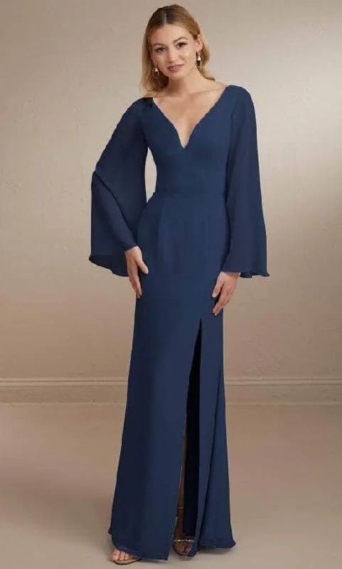Draped Satin Gown Christina Wu Celebration 22164 - Plunging Neck Evening Gown