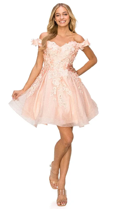 Off-Shoulder Gown Cinderella Couture 5120J - Sweetheart Glitter A-Line Cocktail Dress Off-Shoulder Gown Cinderella Couture 5120J - Sweetheart Glitter A-Line Cocktail Dress