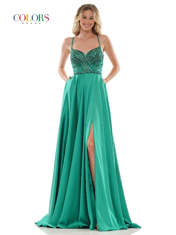One-Shoulder Gown Colors 2672 Colors Long Formal Beaded Prom Dress