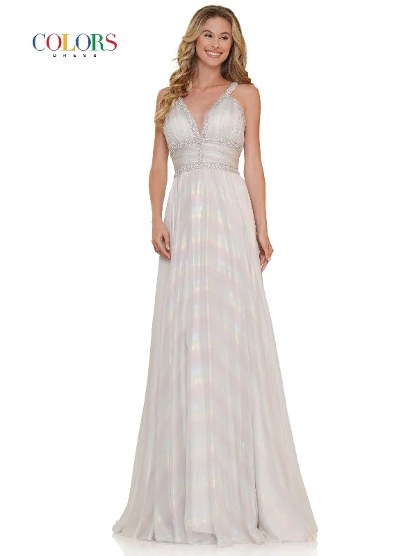 Modest Gown Colors 2700 Colors Long Formal Glitter Chiffon Prom Dress