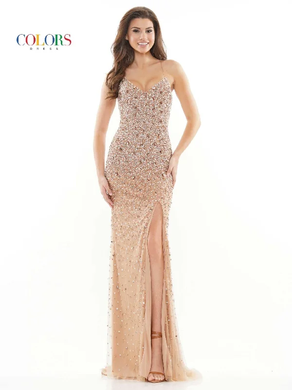 Brocade Formal Dress Colors 2725 Colors Long Formal Sext Beaded Prom Dress
