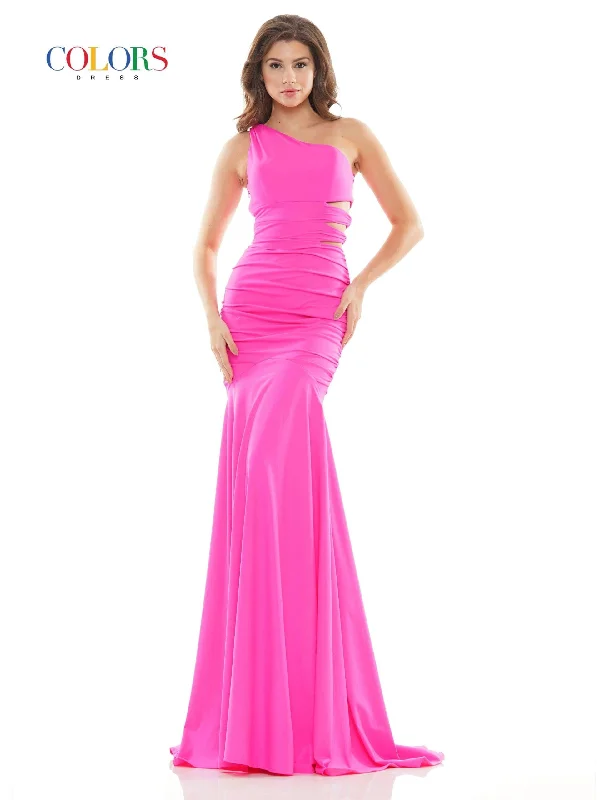 Elegant Beaded Dress Colors 2693 Colors Long One Shoulder Fitted Prom Dress