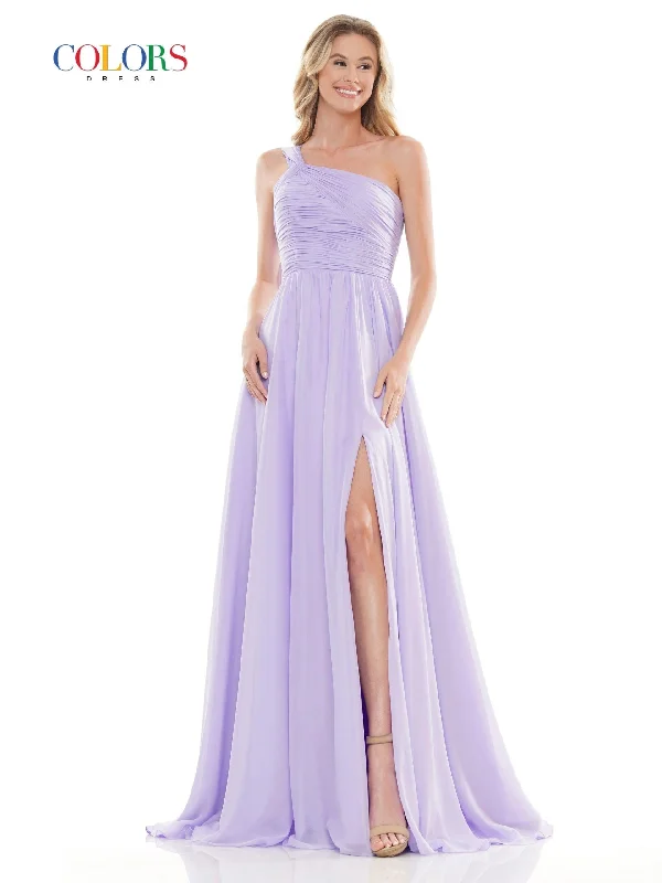 Sophisticated Gown Colors 2714 Colors Long One Shoulder Prom Chiffon Dress