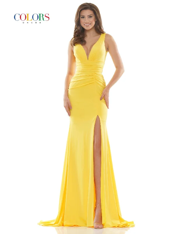 High-Low Dress Colors 2694 Colors Long Sleeveless Formal Fitted Dress