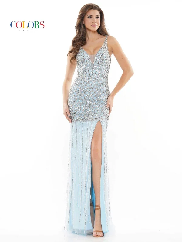 Beaded Evening Dress Colors 2676 Colors Long Sleeveless Formal Prom Dress
