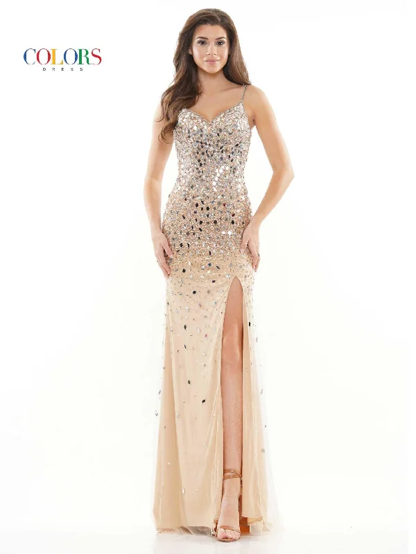 Fancy Embellished Dress Colors 2724 Colors Prom Long Spaghetti Strap Formal Dress