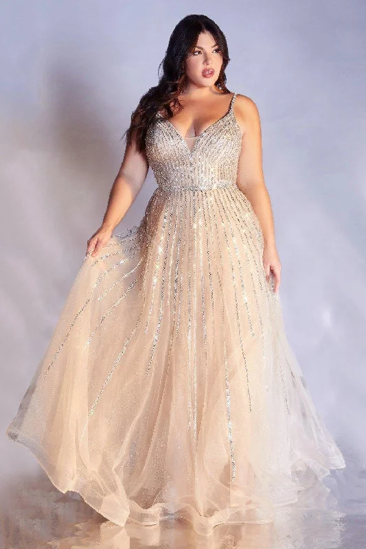 Modest Gown Cinderella Divine CD940C Long Plus Size A-Line Prom Dress