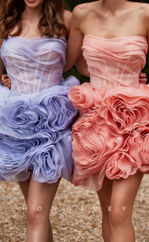Ruched Satin Dress H1884 - Sexy Sheer Ballgown Strapless Short Party/Evening/Homecoming Dress Ruched Satin Dress H1884 - Sexy Sheer Ballgown Strapless Short Party/Evening/Homecoming Dress