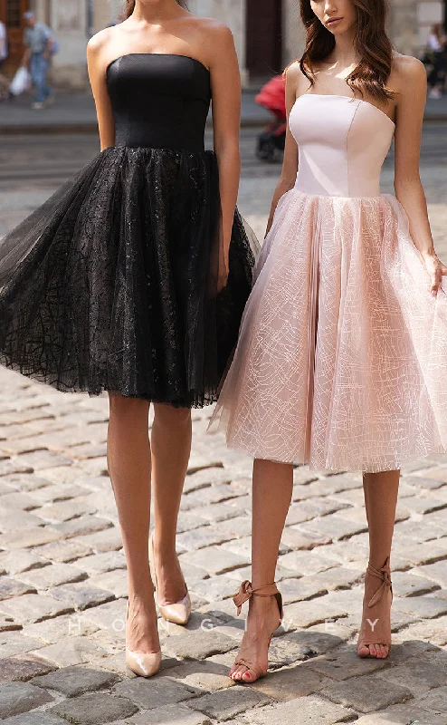 Charcoal Gray Gown H1896 - Sexy A-Line Empire Strapless Knee-Length Short Evening/Party/Homecoming Dress Charcoal Gray Gown H1896 - Sexy A-Line Empire Strapless Knee-Length Short Evening/Party/Homecoming Dress