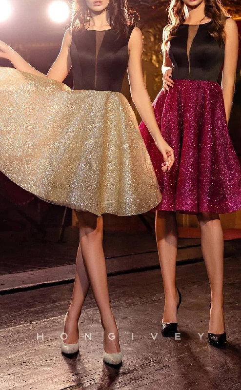 Romantic Floral Dress H1897 - Ornate /Sexy Boat Neck A-Line Splicing Glitter Knee-Length Short Party/Evening/Homecoming Dress Romantic Floral Dress H1897 - Ornate /Sexy Boat Neck A-Line Splicing Glitter Knee-Length Short Party/Evening/Homecoming Dress