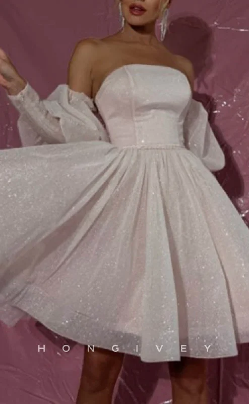 Puffy Formal Dress H1918 - Sexy/Oranet A-Line Empire Strapless Glitter Gown Short Party/Homecoming Dress Puffy Formal Dress H1918 - Sexy/Oranet A-Line Empire Strapless Glitter Gown Short Party/Homecoming Dress