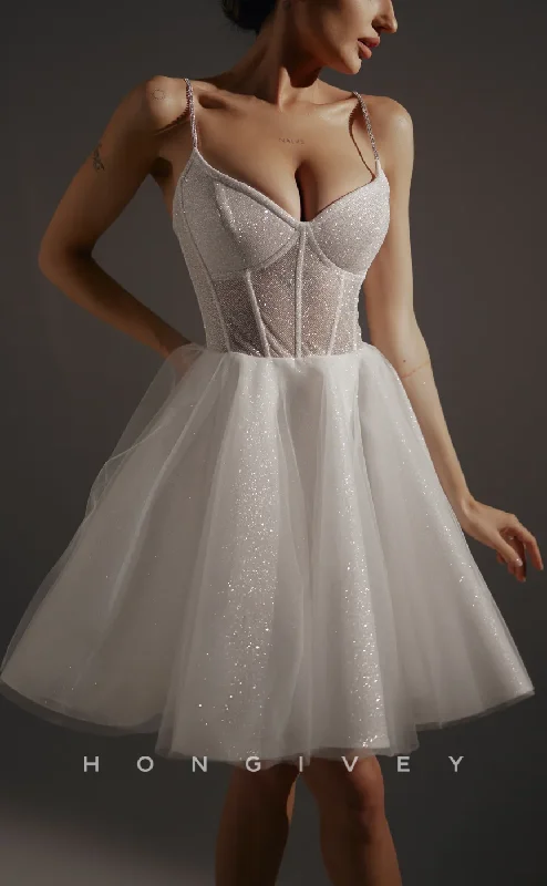 Rhinestone Embellished Dress H1932 - Ornate/Sexy Glitter V-Neck Illusion Cutout Spaghetti Straps Short Party/Prom/Homecoming Dress Rhinestone Embellished Dress H1932 - Ornate/Sexy Glitter V-Neck Illusion Cutout Spaghetti Straps Short Party/Prom/Homecoming Dress