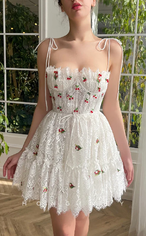 Cinderella Style Dress H1950 - Sweet Lace Appliques Sweetheart Spaghetti Straps Sashes Short Homecoming Dress Cinderella Style Dress H1950 - Sweet Lace Appliques Sweetheart Spaghetti Straps Sashes Short Homecoming Dress