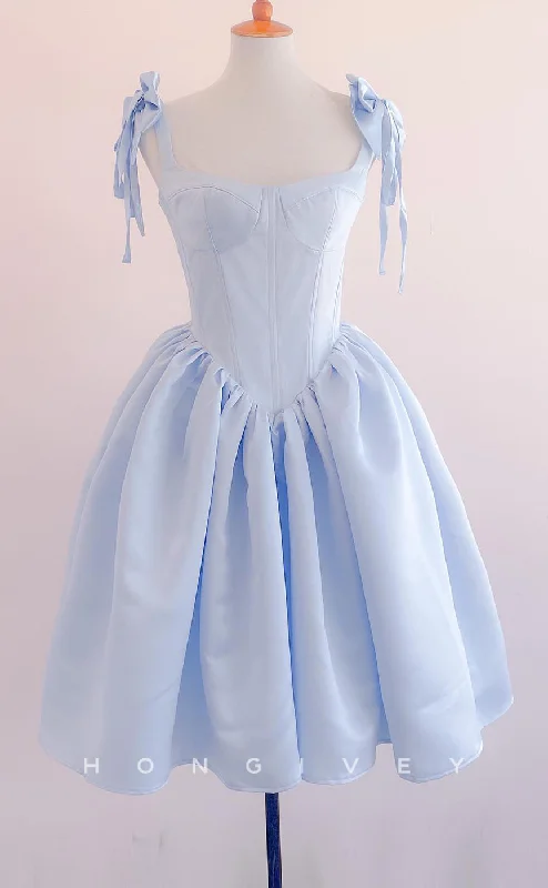 Floor-Length Dress H1982 - Sweet Empire A-Line Satin Sweetheart Bowknot Straps Short Party/Homecoming Dress Floor-Length Dress H1982 - Sweet Empire A-Line Satin Sweetheart Bowknot Straps Short Party/Homecoming Dress