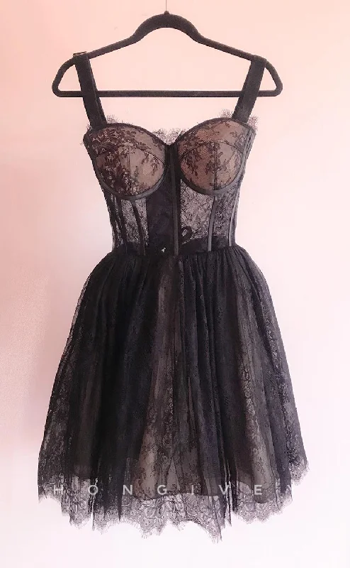 Classic Gown H1985 - Sexy A-Line Illusion Cutout Sweetheart Detachable Straps Short Party/Homecoming Dress Classic Gown H1985 - Sexy A-Line Illusion Cutout Sweetheart Detachable Straps Short Party/Homecoming Dress