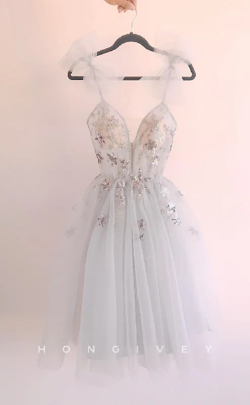 Velvet Dress H1989 - Ornate A-Line Illusion Cutout V-Neck Bowknot Spaghetti Straps Short Party/Homecoming Dress Velvet Dress H1989 - Ornate A-Line Illusion Cutout V-Neck Bowknot Spaghetti Straps Short Party/Homecoming Dress