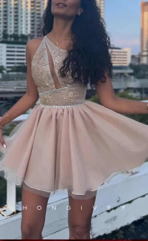 Floral Gown H2033 - Sexy A-Line One Shoulder Sleeveless Empire Beaded Homecoming Dress Floral Gown H2033 - Sexy A-Line One Shoulder Sleeveless Empire Beaded Homecoming Dress