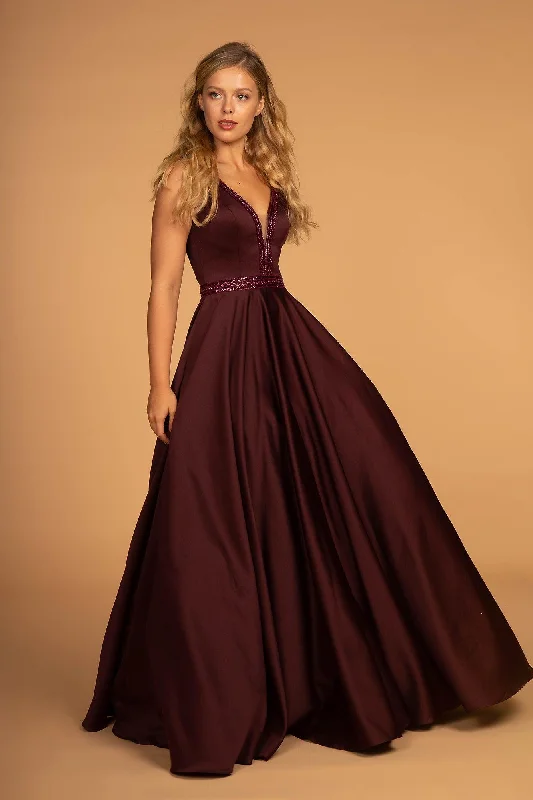 Luxe Satin Dress Long Sleeveless Prom Formal Ball Gown