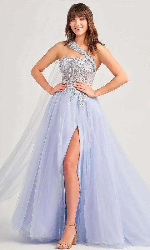 Trendy Evening Gown Ellie Wilde EW35090 - Beaded Asymmetrical Prom Gown