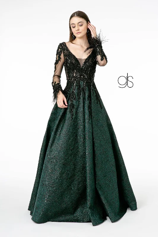 Royal Blue Dress Embroidery Embellished  Jacquard Long Prom Dress