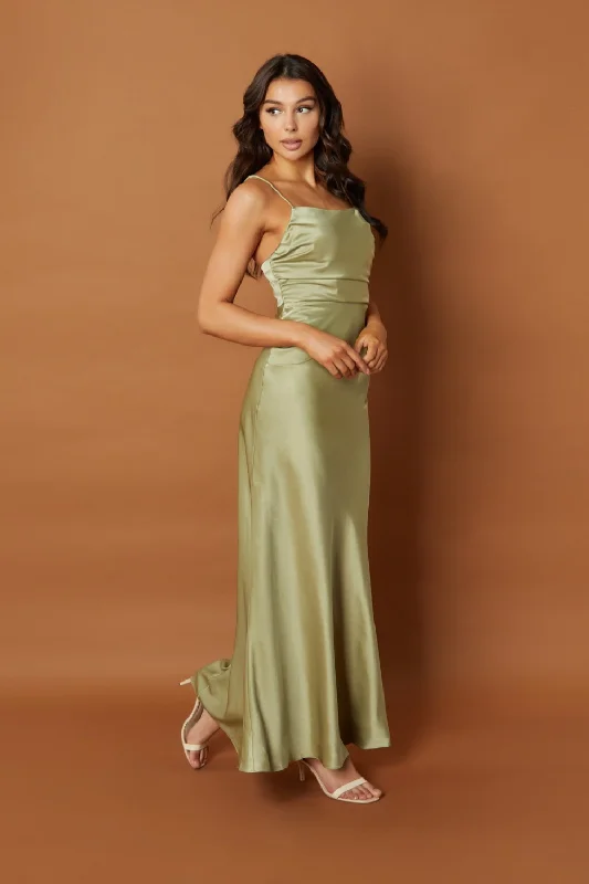 High Neck Dress Emma Square Neck Maxi Dress with Cami Straps