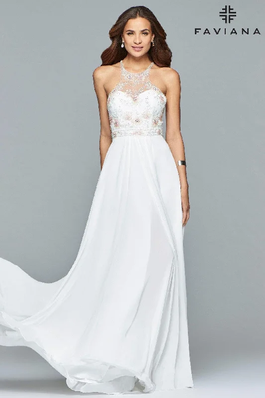 Drape Sleeve Dress Faviana Long Bridal Dress 10043 Sale