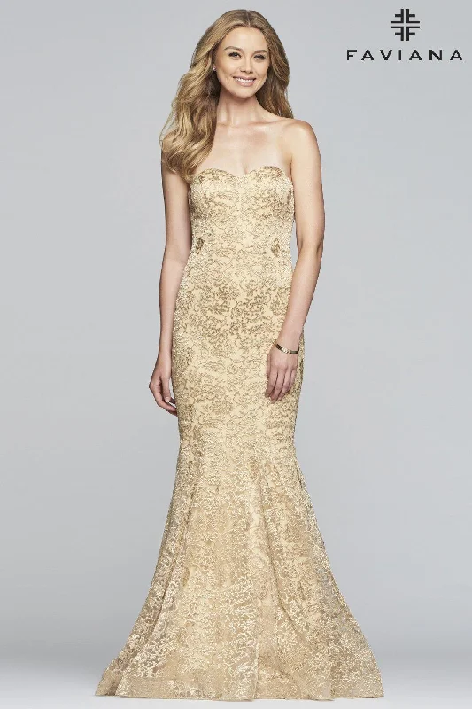 Luxe Satin Dress Faviana Prom Long Sexy Dress S10305 Sale