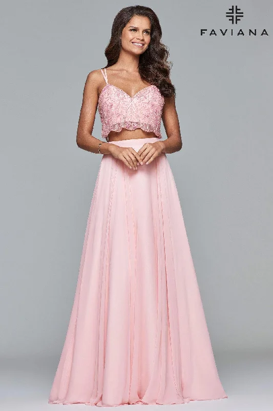 Pearl Embellished Gown Faviana Two Piece Prom Dress 10042 Sale