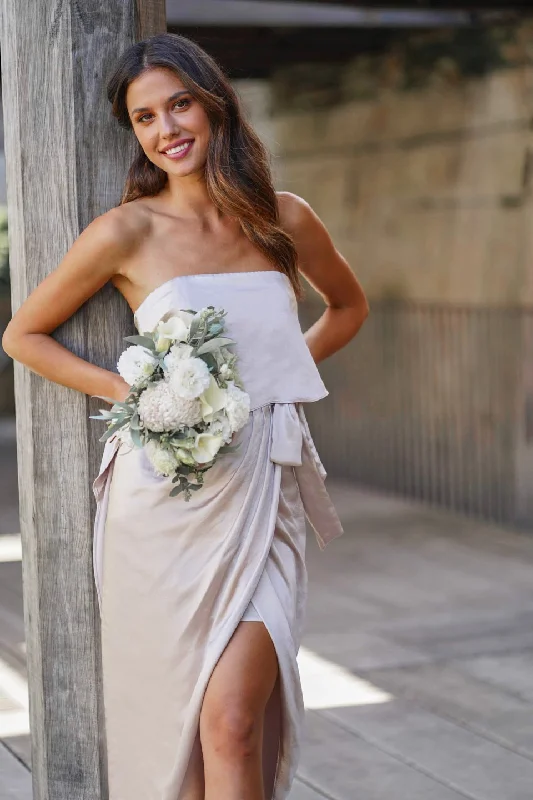 Fit And Flare Dress Fleur Strapless Dress - Champagne