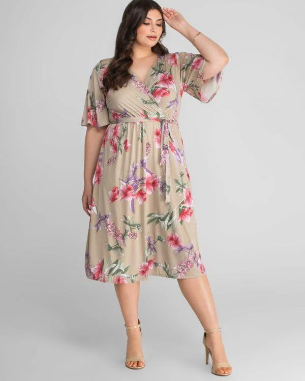 Luxe Embroidered Gown Kiyonna Formal Wrap Floral Dress