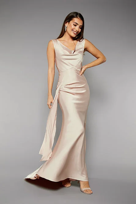 Designer Gown Gabriella Cowl Neck Fishtail Gown with Open Back