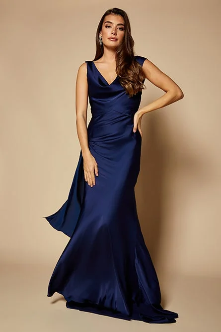 Formal Attire Gabriella Cowl Neck Fishtail Gown with Open Back