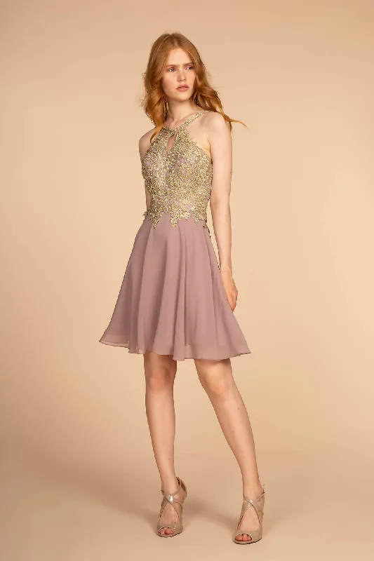 Elegant Wedding Gown Halter Short Prom Dress Homecoming