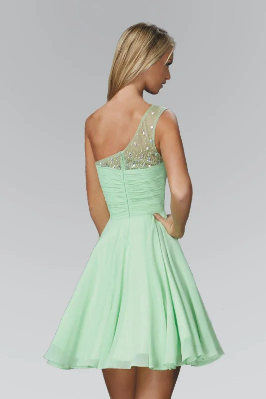 Polka Dot Gown Homecoming Short One Shoulder Chiffon Cocktail Dress